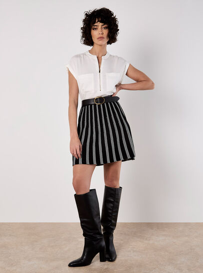 Chevron Stripe Knitted Mini Skirt