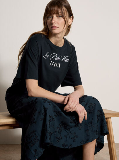 La Dolce Vita Embroidered Cotton T-Shirt