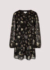 Floral Botanical Wrap Dress, Black, large