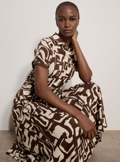 Geo Grecian Shirt Midi Dress