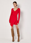 Wrap Bodycon Mini Dress, Red, large