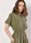 Zip-Down Utility Mini Dress, Khaki, large