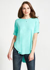 Oversized Rounded Hem Top, Aqua - Turquoise, large