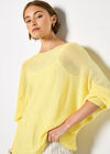 Lightweight Knit Oversized Batwing Top, Yellow, large