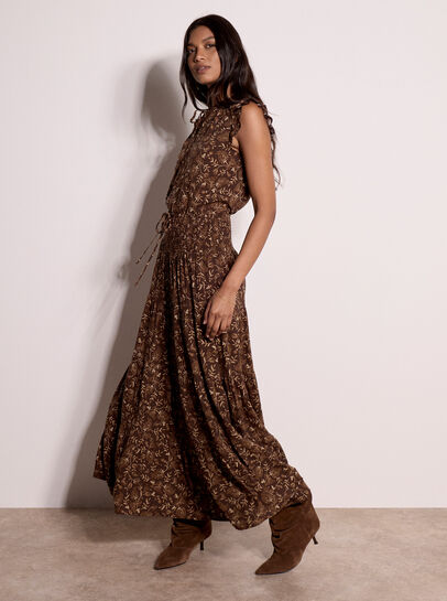 Painterly Paisley Tiered Maxi Skirt