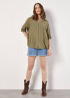 Lace Detail Cotton Blouse, Khaki, large