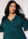 Curve Animal Print Wrap Dress, Green, large