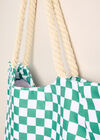 Printed Cotton Fabric Bag, Blue, large