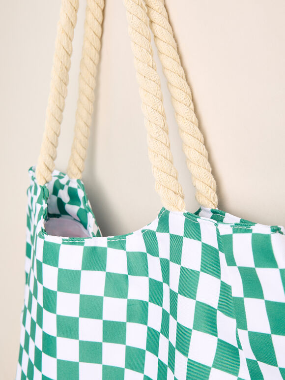 Printed Cotton Fabric Bag, Blue, large
