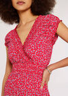 Ditsy Smock Maxi Dress, Red, large