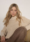 Bobble Cable Knit Jumper, Stone, large