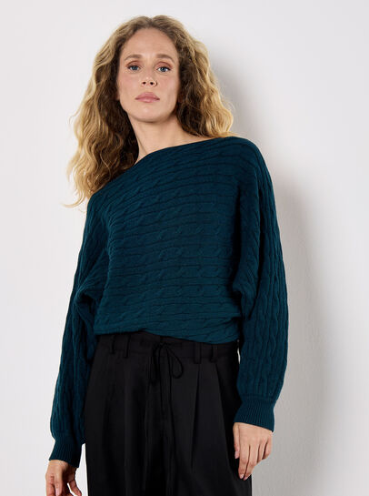 Cable Stripe Batwing Aran Jumper