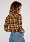 Check Tie Front Shirt, Rust, large