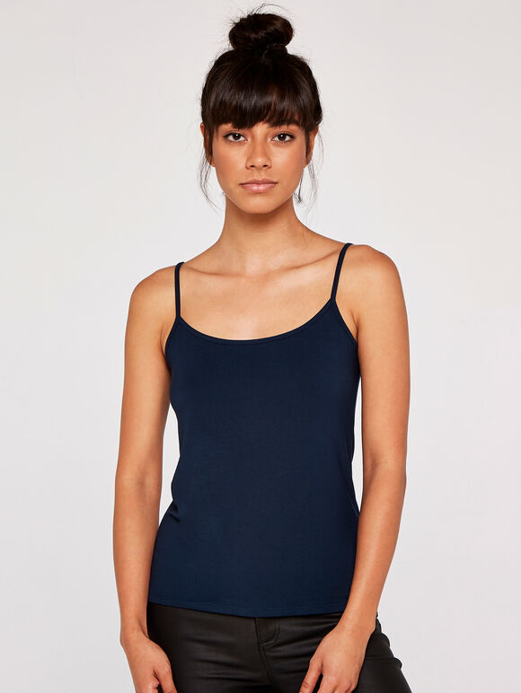 Jersey Cami Top, Navy, large