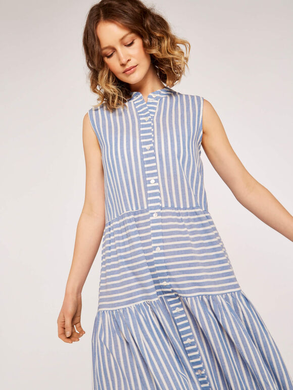Multi Panel Stripe Dress, Blue, large