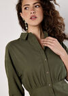 Fitted Twill Shirt Mini Dress, Khaki, large