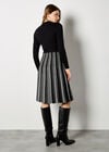Dotty Skirt Belted Knit Dress, Black, large