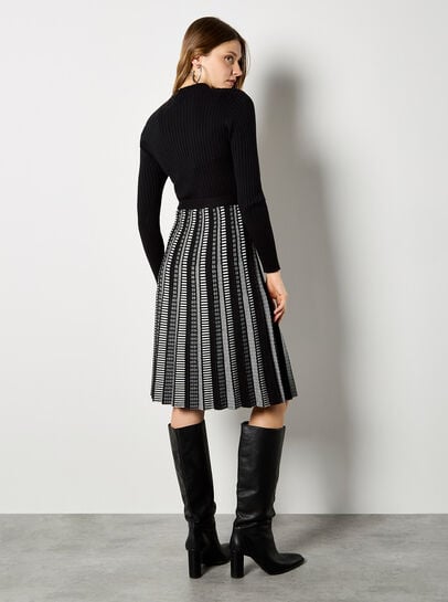 Dotty Skirt Belted Knit Dress