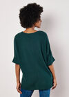 Soft-Touch Batwing Waffle Knit Top, Green, large