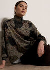 Patchwork Tapestry Roll Neck Top, Khaki, large