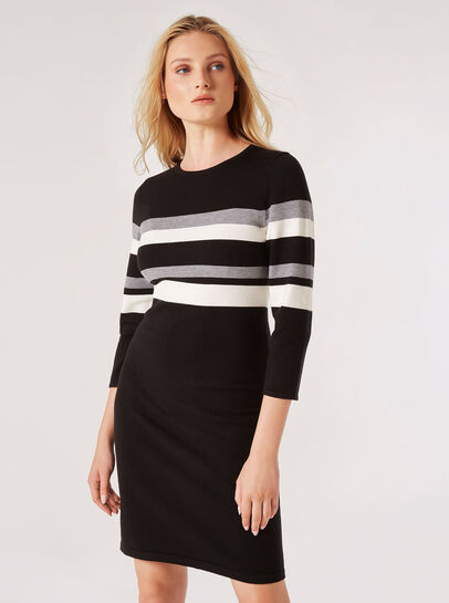 Striped Knitted Jumper Mini Dress