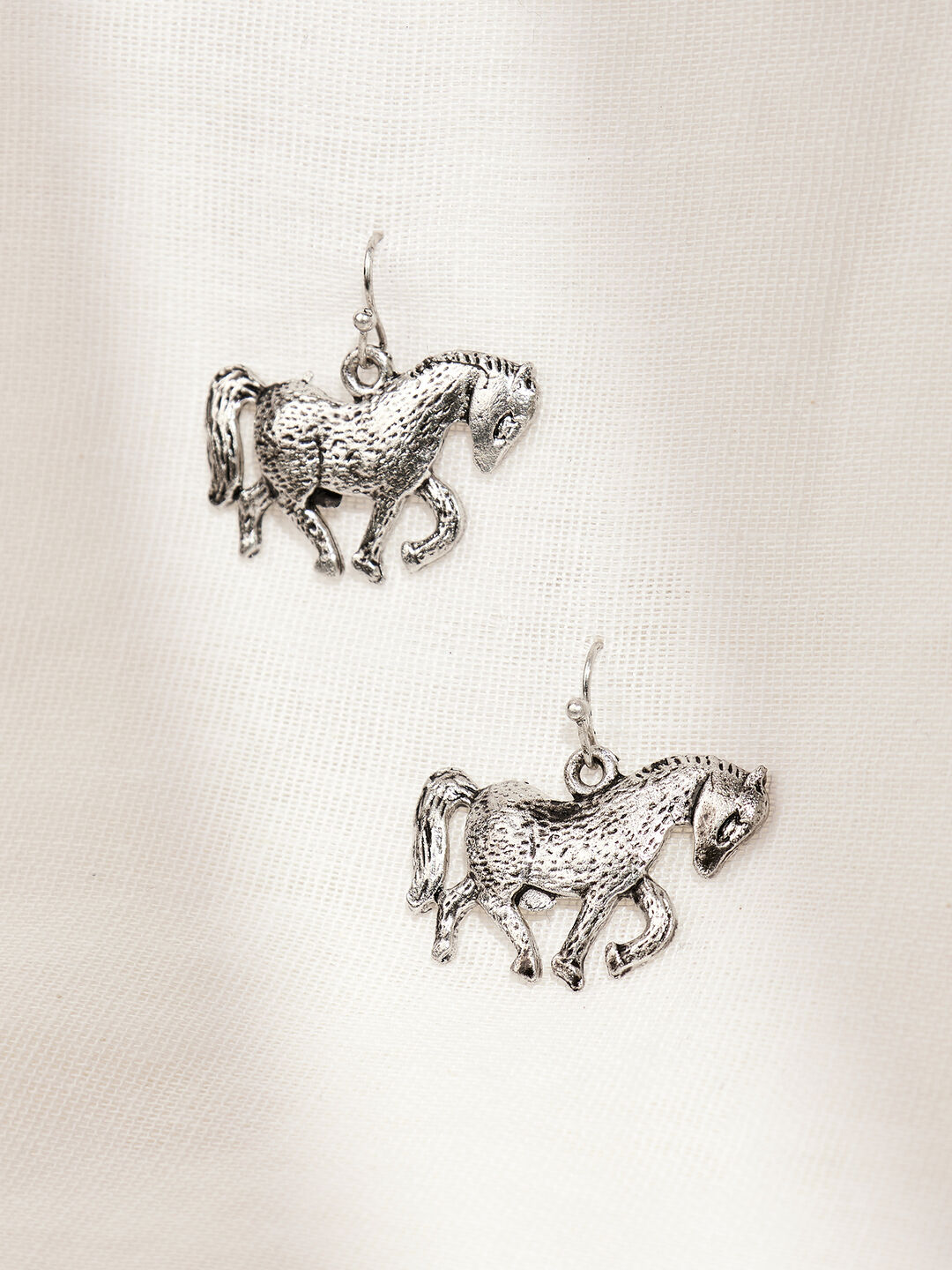 Image of Silver Tone Horse Hook Earrings
