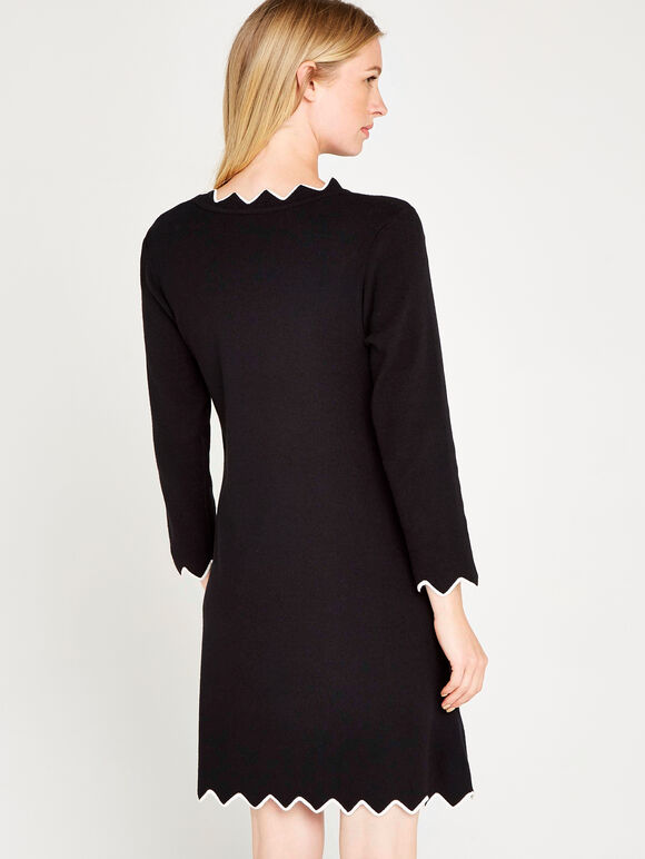 Black  Zigzag Bodycon Dress, Black, large