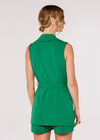 Sleeveless Tie Waist Blazer, Green, large