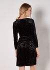 Rhinestone Velvet Wrap Mini Dress, Black, large