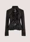 Leather -Look Ruffle Jacket, Black, large