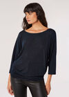 Metallic Shimmer Batwing Top, Blue, large