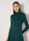 High Neck Knitted Dress, Green, large