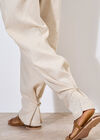 Linen Blend Cinch Hem Trousers, Cream, large