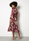Satin Shimmer Floral Wrap Midaxi Dress, Burgundy, large