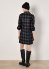 Check Cotton Corduroy Mini Dress, Grey, large