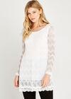 Cream Lace Trim Tunic Top, Cream, large