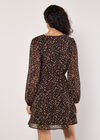 Animal Print Wrap Mini Dress, Rust, large