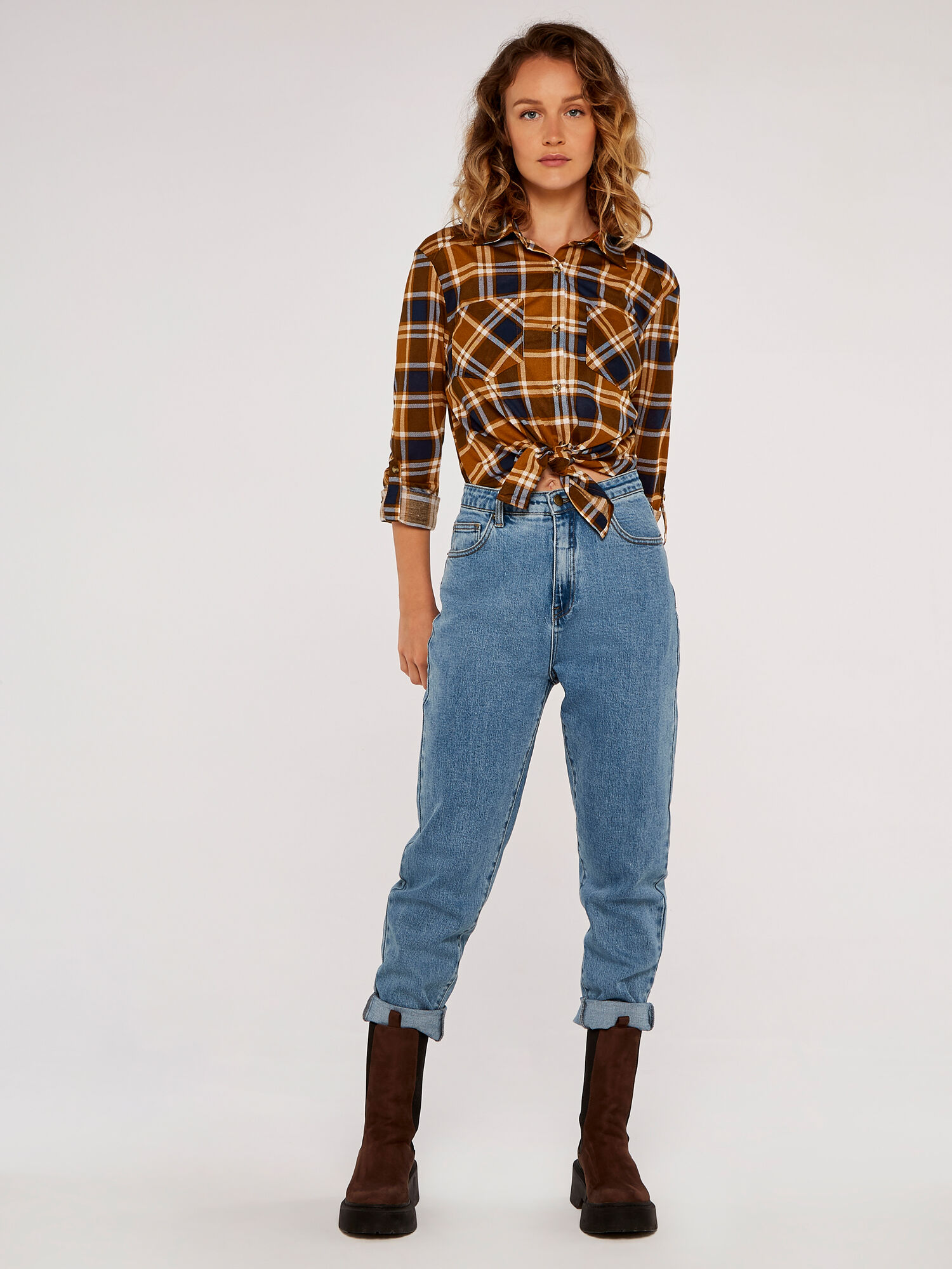 Check Tie Front Shirt