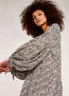 Leopard Drawstring Wrap Dress, Cream, large