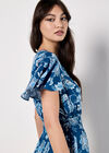 Sarasa Floral Wrap Mini Dress, Blue, large