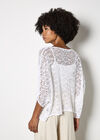 Mesh Popcorn Knit Kaftan Top, White, large