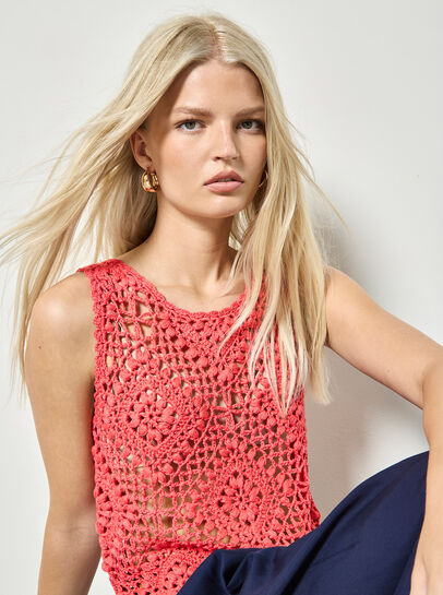 Diamond Hand-Knit Crochet Crop Top