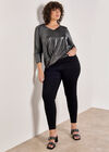 Foil Shimmer Long Sleeve Top, Dark Grey - Charcoal, large