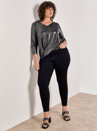 Foil Shimmer Long Sleeve Top