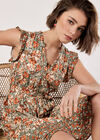 Ditsy Floral Ruffle Mini Dress, Khaki, large