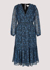 Curve Silhouette Floral Midi Dress, Blue, large