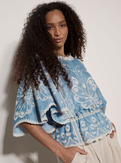 Floral Embroidered Boho Blouse