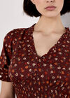 Ditsy Floral Smocked Midi Dress, Burgundy, large