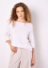 Stretch Knit Batwing Top, White, large