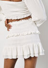 Smocked Ruffle Mini Skirt, White, large